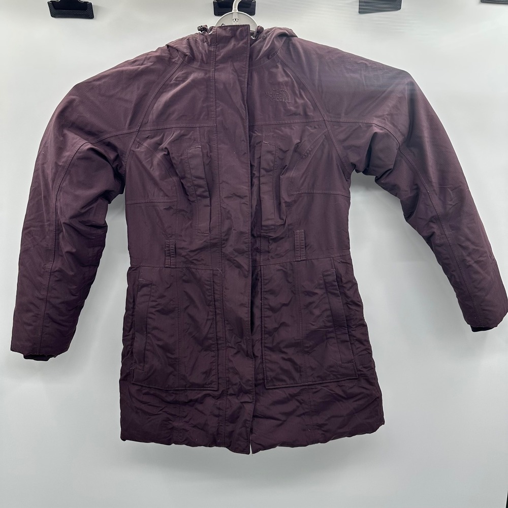 The North Face Womens Insulated‎ Parka Jacket Purple M Medium Hooded Full Zip